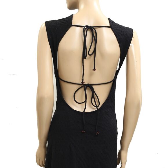 Free People Free-est Eventide Midi Dress Eyelet Embroidered Black M New 283169 - Picture 8 of 9